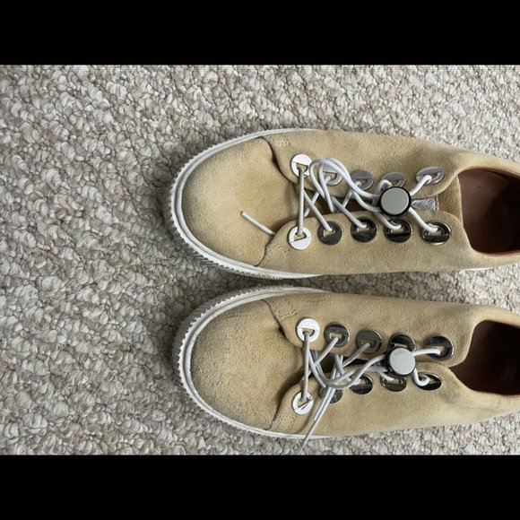 MJUS Anthropologie lace up sneaker shoes size 37 cream tan - Picture 2 of 11